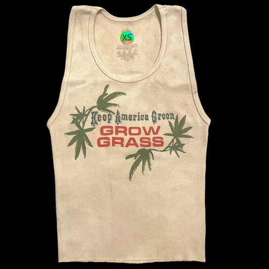 Keep America Green Grow Grass Marijuana Leaf Tan Tank Top