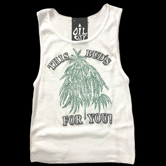 This Buds For You 70s Marijuana White Tank Top